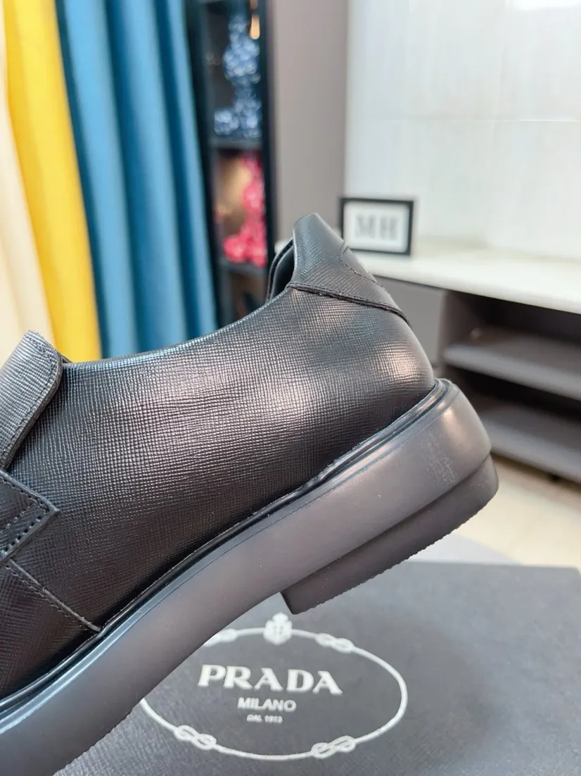 Men's shoes 💰540🌹🌹【PRADA Leather Shoes】Top purchasing agency Original imported Italian custom-made open-edge beaded cowhide leather surface, fully imported water-dyed breathable cowhide lining, original factory special molded sole super comfortable, size: 38-44